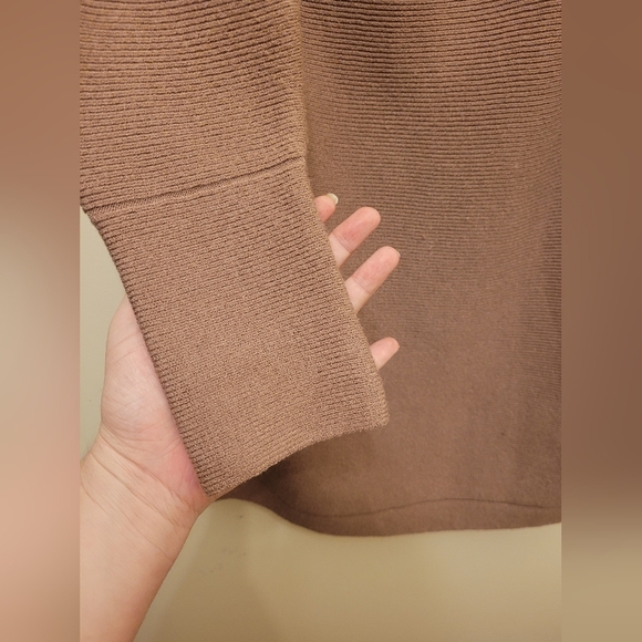 Ottoman Tunic Sweater Ribbed Tan Cowl Neck Size Medium - Picture 3 of 8